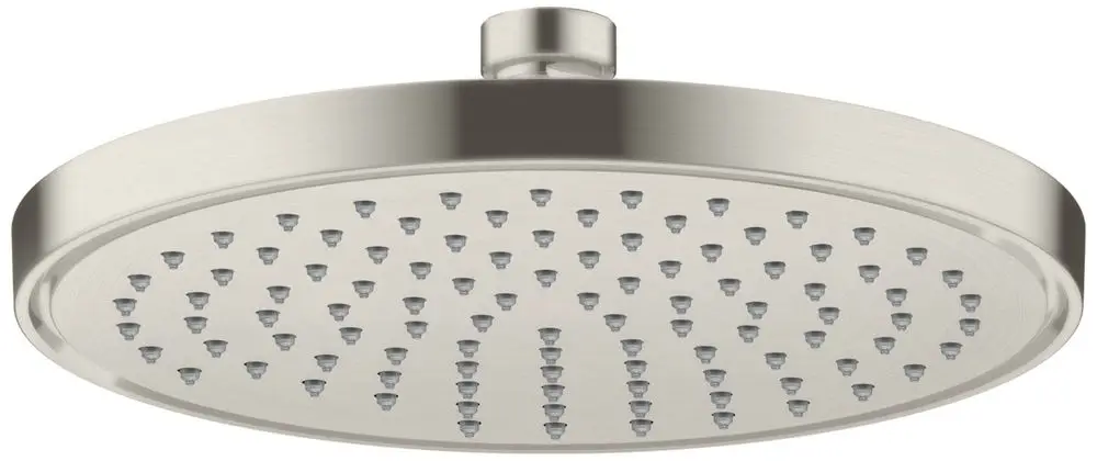 Duschkopf aus Edelstahl mit vielen Düsen, montiert an einer zentralen Halterung. Classic Design von AXOR, geeignet für moderne Bäder.